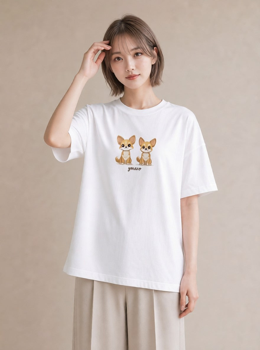 デザインTシャツ レディース チワワ 犬 いぬ イラスト ナチュラル 社会人 女性 白T YMAZO