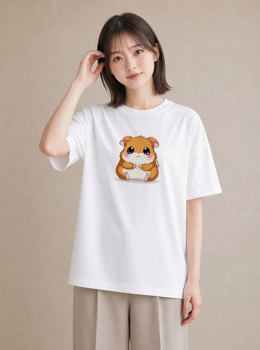 Tシャツ レディース ロボロフスキー ペット 動物 イラスト ゆるかわ デイリーウェア 休日 白T YMAZO