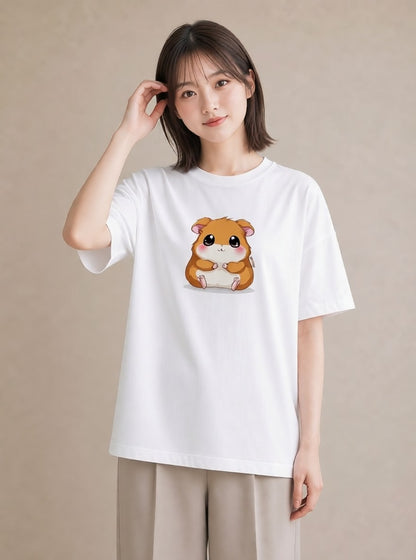 Tシャツ レディース ロボロフスキー ペット 動物 イラスト ゆるかわ デイリーウェア 休日 白T YMAZO