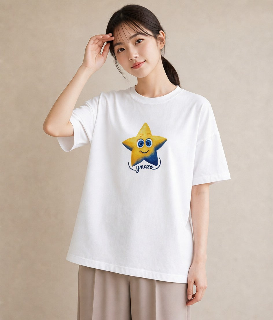 Tシャツ レディース スター 星空 宇宙 イラスト 週末コーデ 敬老の日 白T YMAZO