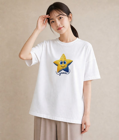 Tシャツ レディース スター 星空 宇宙 イラスト 週末コーデ 敬老の日 白T YMAZO