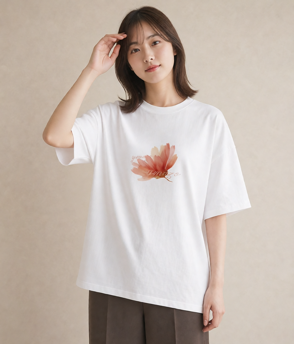 グラフィックTシャツ レディース たんぽぽ 花 花柄 イラスト 韓国風 春服 ミセス 白T