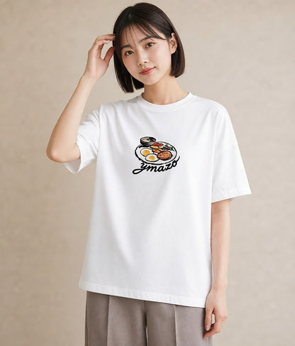 グラフィックTシャツ レディース どら焼き 食べ物 フード イラスト シック 女性向けギフト 散歩 白T YMAZO
