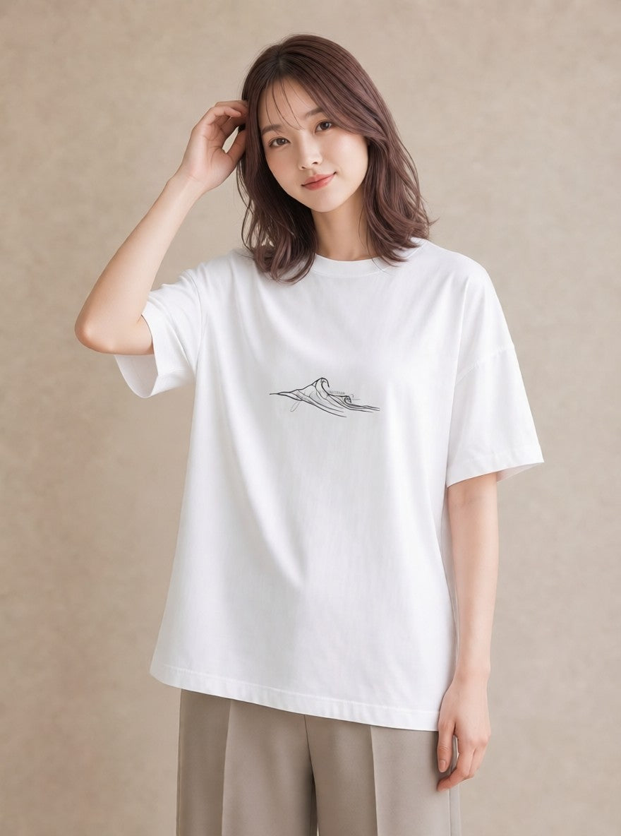 プリントTシャツ レディース 海 リゾート 夏 イラスト ヴィンテージ風 旅行 母娘コーデ 白T YMAZO