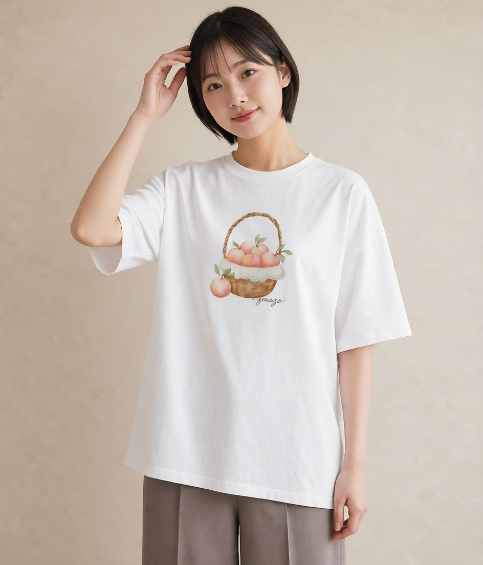半袖Tシャツ レディース マカロン 食べ物 フード イラスト こなれ感 普段着 週末コーデ 白T YMAZO