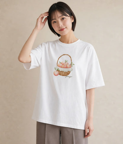 半袖Tシャツ レディース マカロン 食べ物 フード イラスト こなれ感 普段着 週末コーデ 白T YMAZO