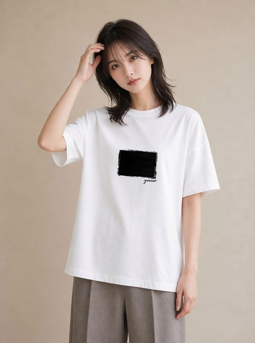 プリントTシャツ レディース 駅のホーム ローカル線 駅 ナチュラル アンティーク イラスト きれいめ ペアコーデ 秋コーデ 白T YMAZO