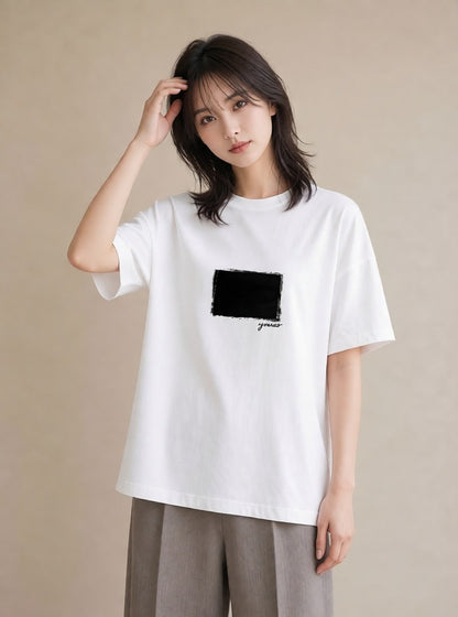 プリントTシャツ レディース 駅のホーム ローカル線 駅 ナチュラル アンティーク イラスト きれいめ ペアコーデ 秋コーデ 白T YMAZO