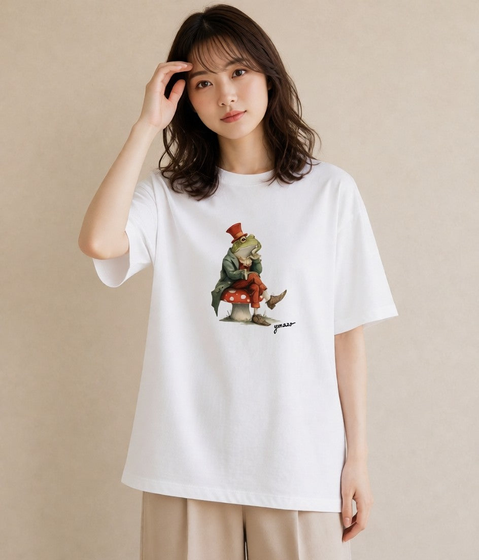 デザインTシャツ レディース アマガエル ペット 動物 イラスト 個性的 夏コーデ 通学 白T YMAZO