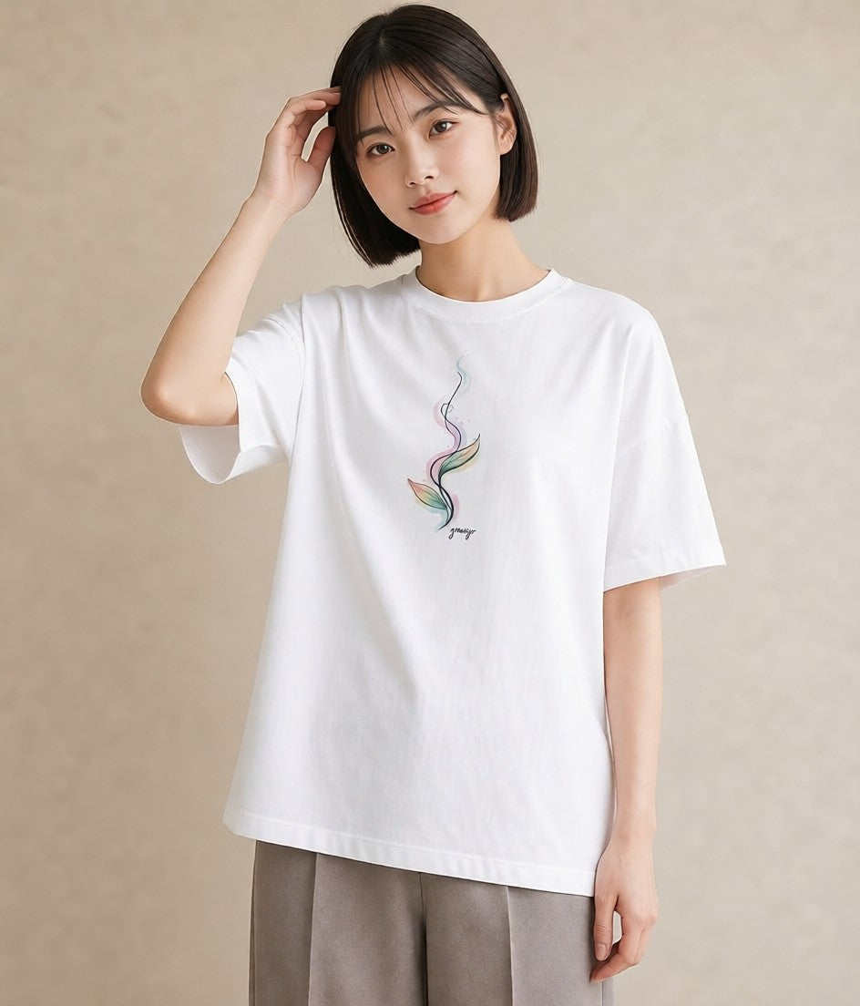 デザインTシャツ レディース コーヒー カフェ 珈琲 イラスト フェミニン ルームウェア ギフト 白T YMAZO