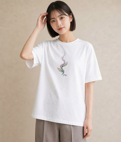 デザインTシャツ レディース コーヒー カフェ 珈琲 イラスト フェミニン ルームウェア ギフト 白T YMAZO