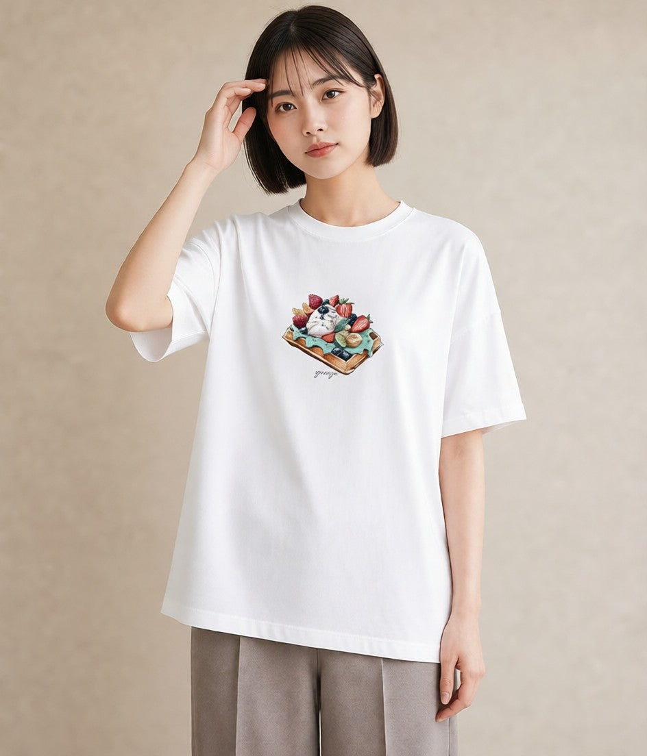 デザインTシャツ レディース あんみつ 食べ物 フード イラスト 休日コーデ 通勤 在宅 白T YMAZO