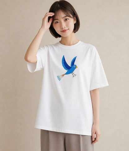 グラフィックTシャツ レディース セキセイインコ ペット 動物 イラスト 可愛い 社会人 女性 白T YMAZO