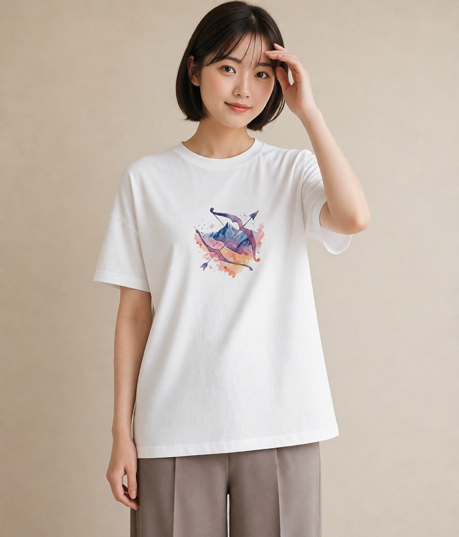 Tシャツ レディース 双子座 星空 宇宙 イラスト ナチュラル 母の日 ビーチ 白T YMAZO