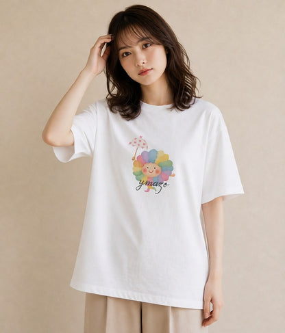 半袖Tシャツ レディース 虹 星空 宇宙 イラスト 淡色 旅行 母娘コーデ 白T YMAZO