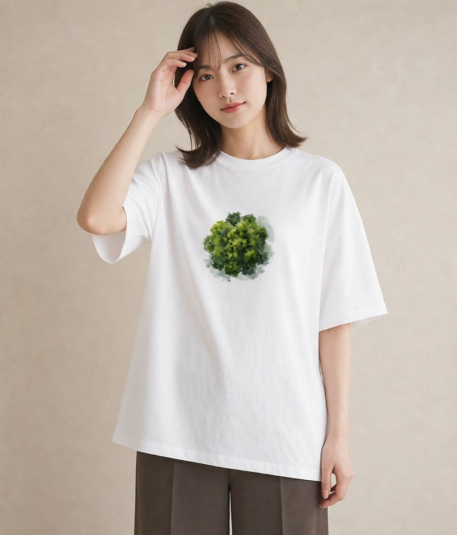デザインTシャツ レディース 森 植物 ボタニカル イラスト きれいめカジュアル ビーチ デイリーウェア 白T YMAZO