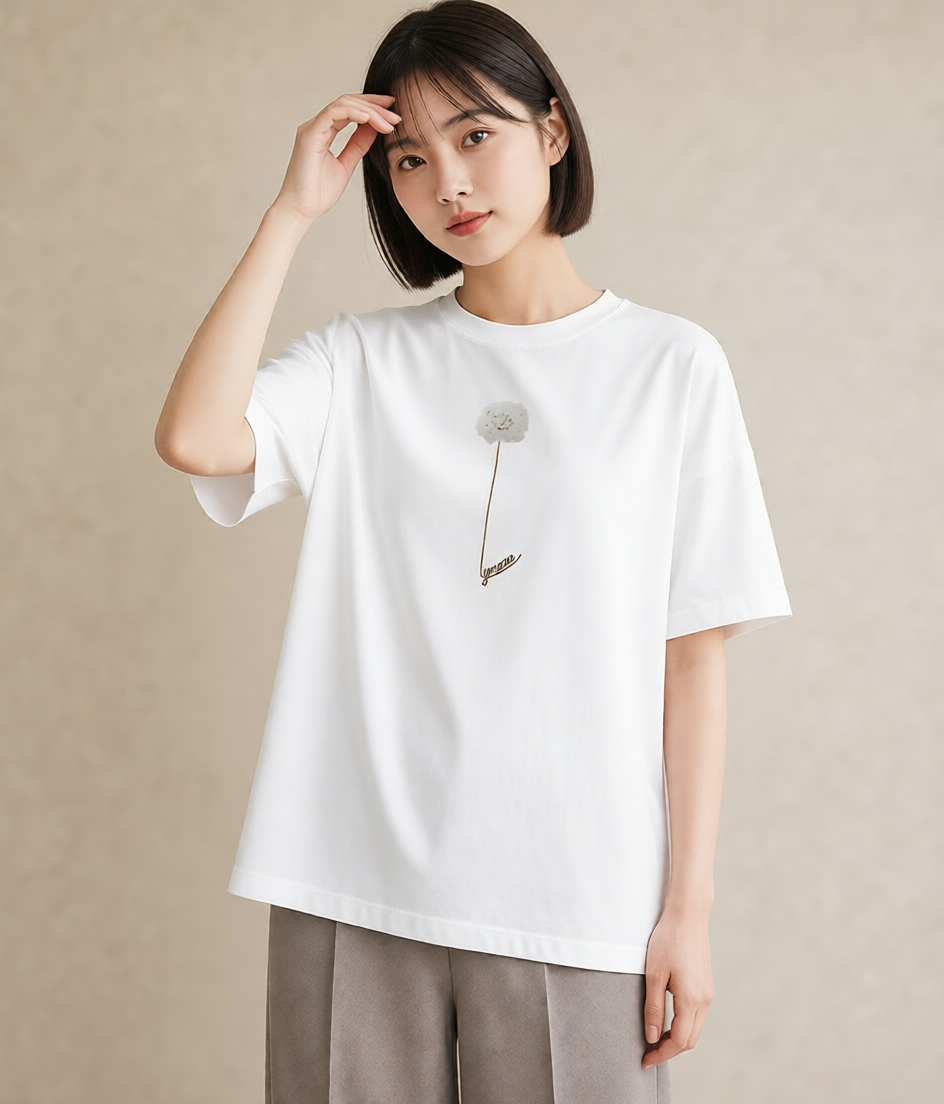 プリントTシャツ レディース たんぽぽ 花 花柄 イラスト シック 春コーデ 姉妹 白T