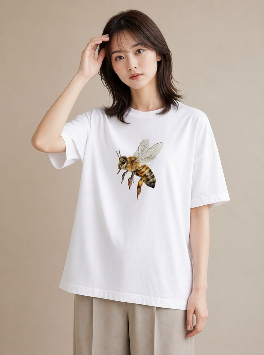 Tシャツ レディース ハニー 食べ物 フード イラスト ラフ 送別ギフト 通勤 白T YMAZO