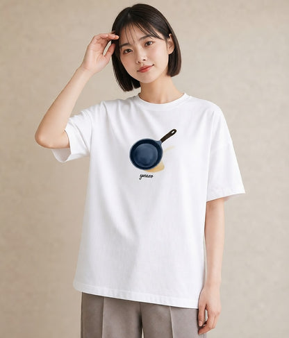 プリントTシャツ レディース 目玉焼き 食べ物 フード イラスト ミセス 春コーデ 白T YMAZO