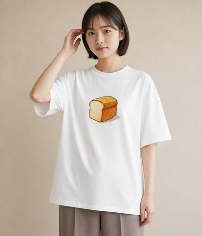 グラフィックTシャツ レディース パン 食べ物 フード イラスト 休日コーデ ホワイトデー 春服 白T YMAZO