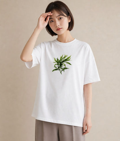 プリントTシャツ レディース ハーブティー 食べ物 フード イラスト ユニーク ママ カフェ服 白T YMAZO