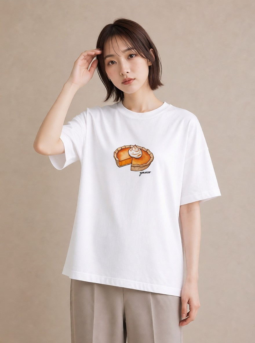 デザインTシャツ レディース どら焼き 食べ物 フード イラスト 北欧風 自分用 ルームウェア 白T YMAZO