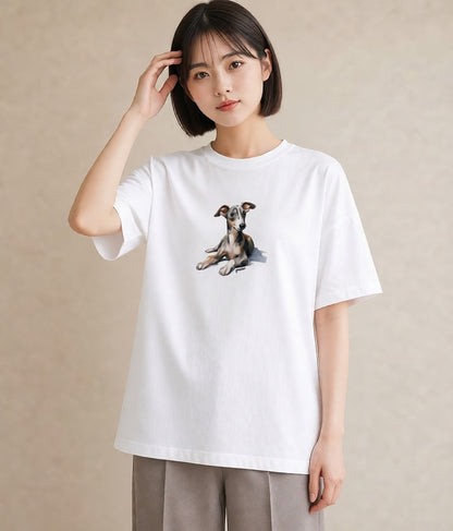 プリントTシャツ レディース イタリアングレーハウンド 犬 いぬ イラスト ユニーク ペアコーデ 秋コーデ 白T YMAZO