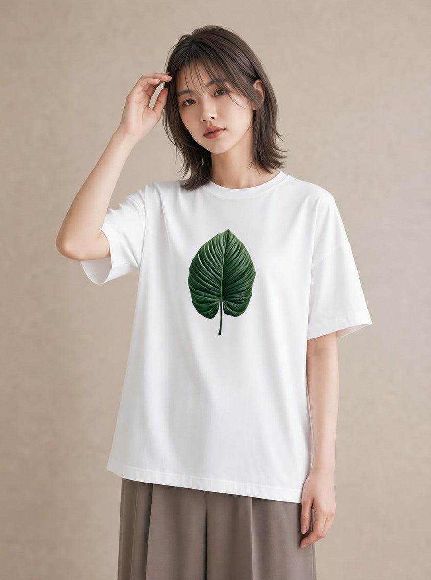 グラフィックTシャツ レディース モンステラ 植物 ボタニカル イラスト 手描き風 敬老の日 ホワイトデー 白T YMAZO