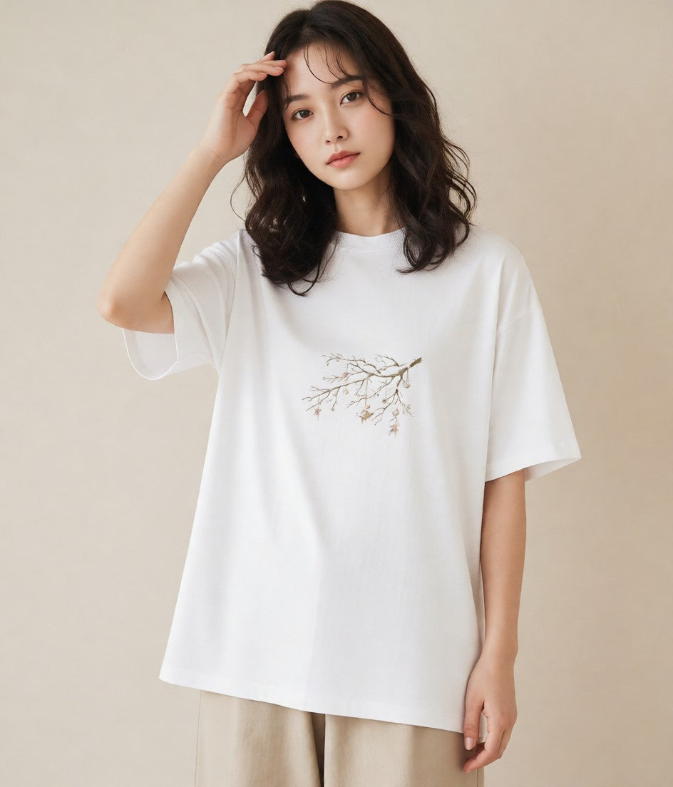 プリントTシャツ レディース 風鈴 ガラス 夏 ナチュラル アンティーク イラスト ボタニカル 週末コーデ 敬老の日 白T YMAZO