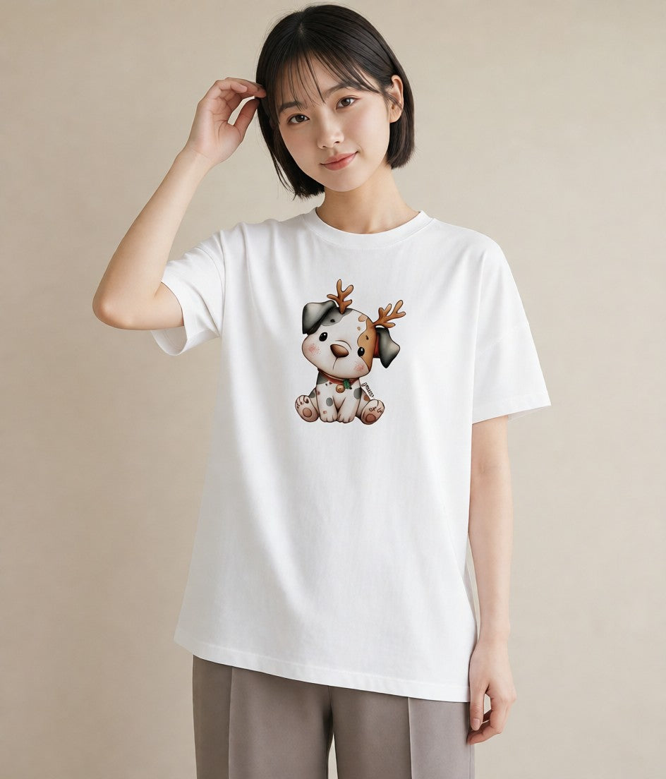 Tシャツ レディース 犬好き 犬 いぬ イラスト 水彩風 カフェ巡り 女子会 白T YMAZO