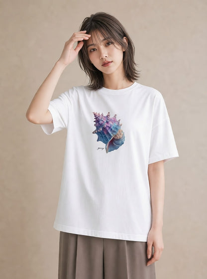 グラフィックTシャツ レディース ヤドカリ 海の生き物 海 イラスト 可愛い 綿100 デート 白T YMAZO