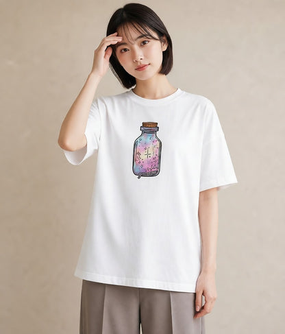 デザインTシャツ レディース ミルク 食べ物 フード イラスト きれいめカジュアル 自分用 ルームウェア 白T YMAZO