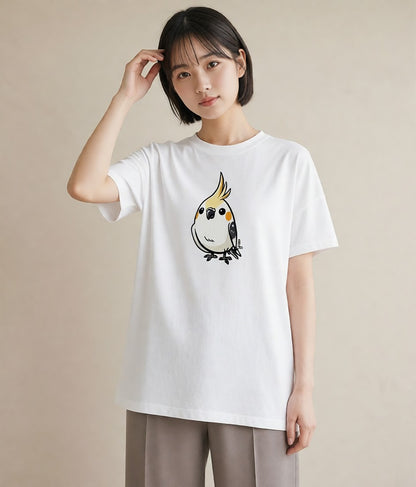Tシャツ レディース オカメインコ ペット 動物 イラスト 韓国風 デート 帰省 白T YMAZO