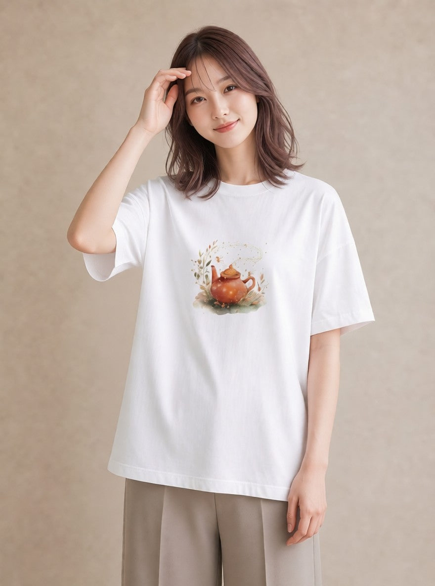 デザインTシャツ レディース 紅茶 食べ物 フード イラスト ラフ ルームウェア ギフト 白T YMAZO