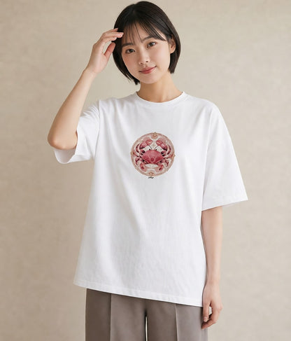 半袖Tシャツ レディース 牡羊座 星空 宇宙 イラスト シック カジュアルコーデ 買い物 白T YMAZO