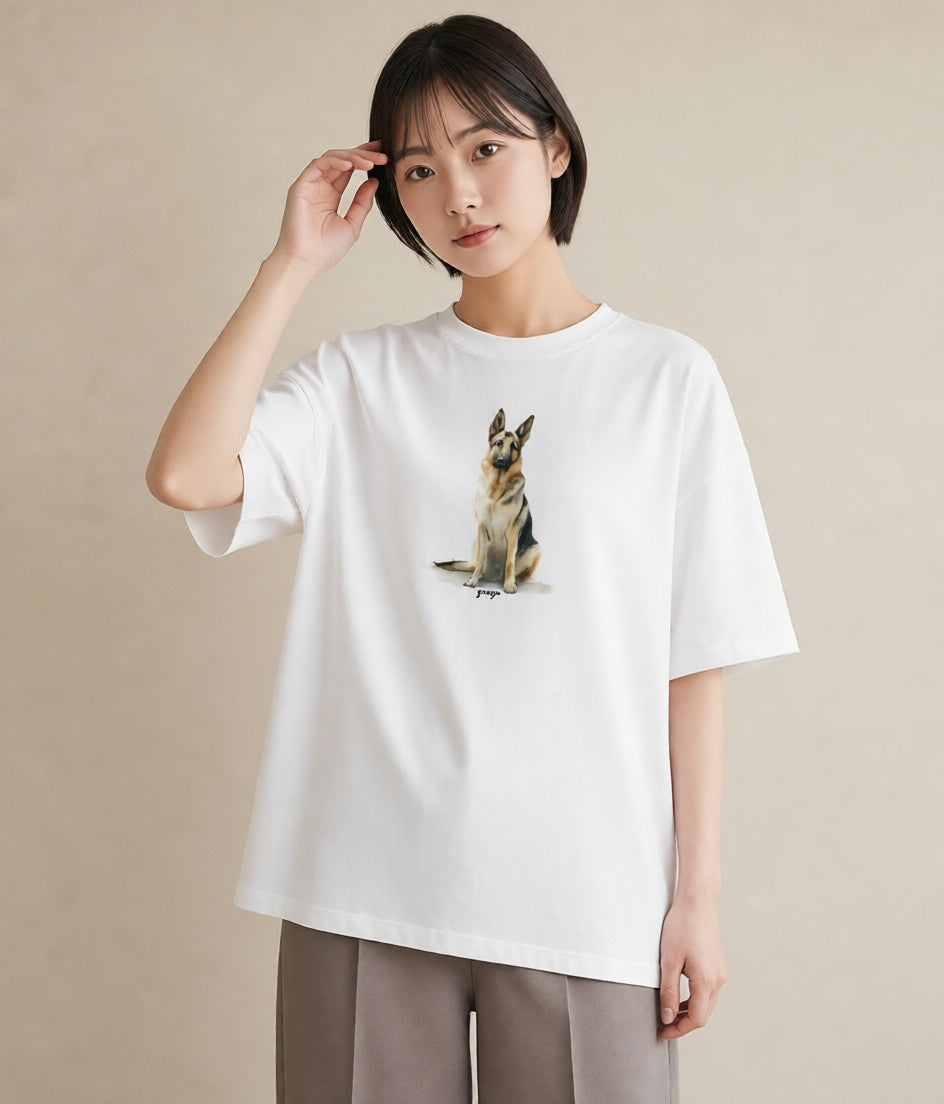 デザインTシャツ レディース 愛犬 犬 いぬ イラスト ゆるコーデ カフェ服 クリスマス 白T YMAZO