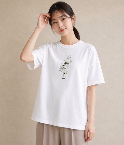 グラフィックTシャツ レディース 夕暮れ バルコニー 夕焼け ナチュラル アンティーク イラスト レトロ ラフ レイヤード 白T YMAZO