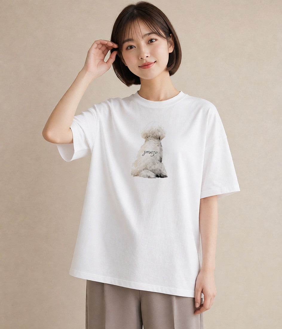 グラフィックTシャツ レディース トイプードル プードル 犬 いぬ イラスト 水彩風 友達ギフト 部屋着 白T YMAZO
