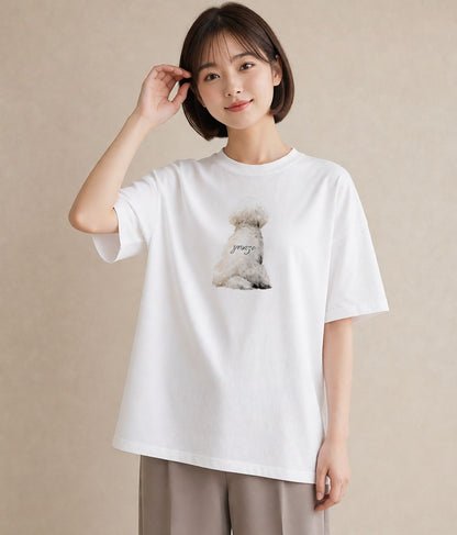 グラフィックTシャツ レディース トイプードル プードル 犬 いぬ イラスト 水彩風 友達ギフト 部屋着 白T YMAZO