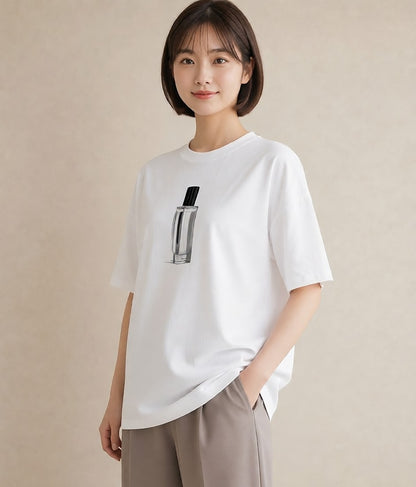プリントTシャツ レディース 香水 香水瓶 パフューム イラスト ガーリー カフェ巡り 女子会 白T YMAZO