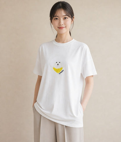 デザインTシャツ レディース ビションフリーゼ 犬 いぬ イラスト アート風 ギフト 母の日 白T YMAZO