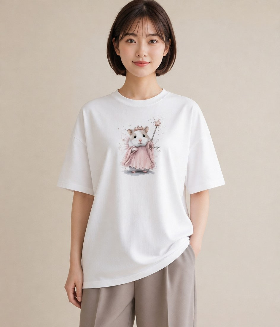 Tシャツ レディース ゴールデンハムスター ペット 動物 イラスト 休日コーデ 通勤 在宅 白T YMAZO