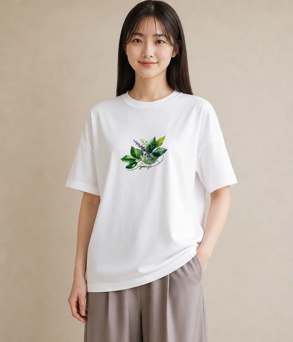 半袖Tシャツ レディース ハーブティー 食べ物 フード イラスト ニュアンス 女子会 お揃い 白T YMAZO