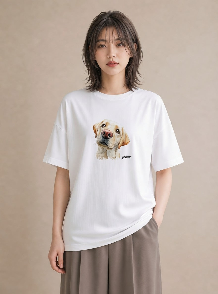 半袖Tシャツ レディース 保護犬 犬 いぬ イラスト 旅行コーデ 敬老の日 ホワイトデー 白T YMAZO