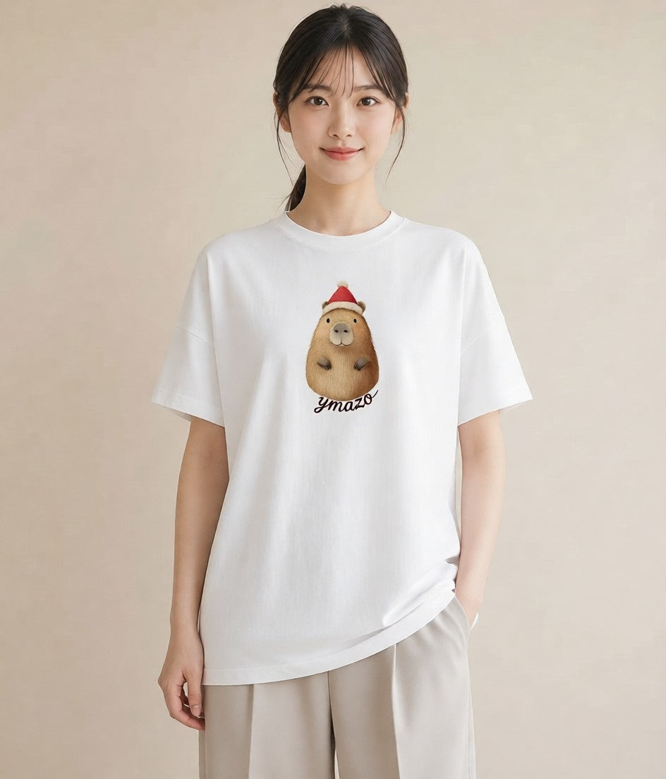 プリントTシャツ レディース ジャンガリアンハムスター ペット 動物 イラスト シンプル 休日 ペアコーデ 白T YMAZO