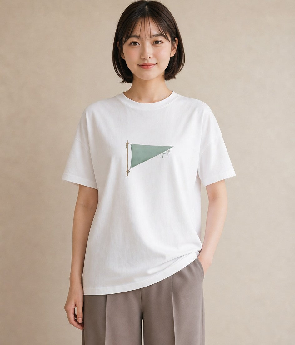 グラフィックTシャツ レディース 洗濯物 風 ナチュラル アンティーク イラスト ボタニカル 敬老の日 ホワイトデー 白T YMAZO