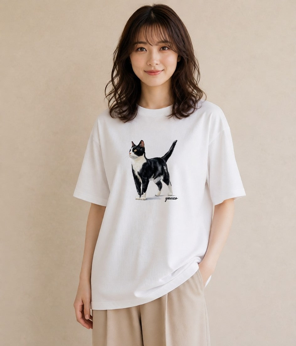 Tシャツ レディース アビシニアン 猫 ねこ イラスト ラフカジュアル 春コーデ 姉妹 白T YMAZO