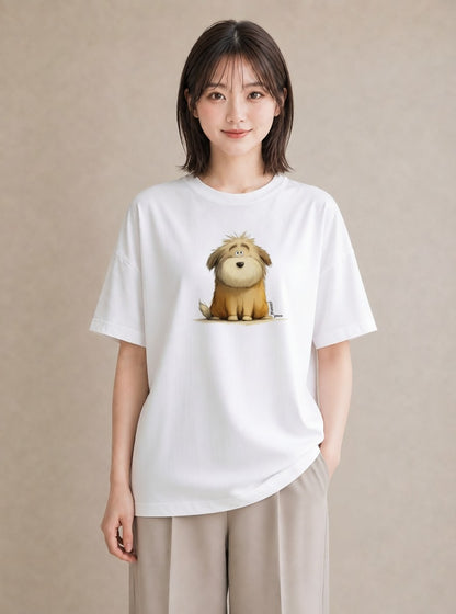 グラフィックTシャツ レディース 犬 いぬ イラスト きれいめカジュアル 自分用 ルームウェア 白T YMAZO
