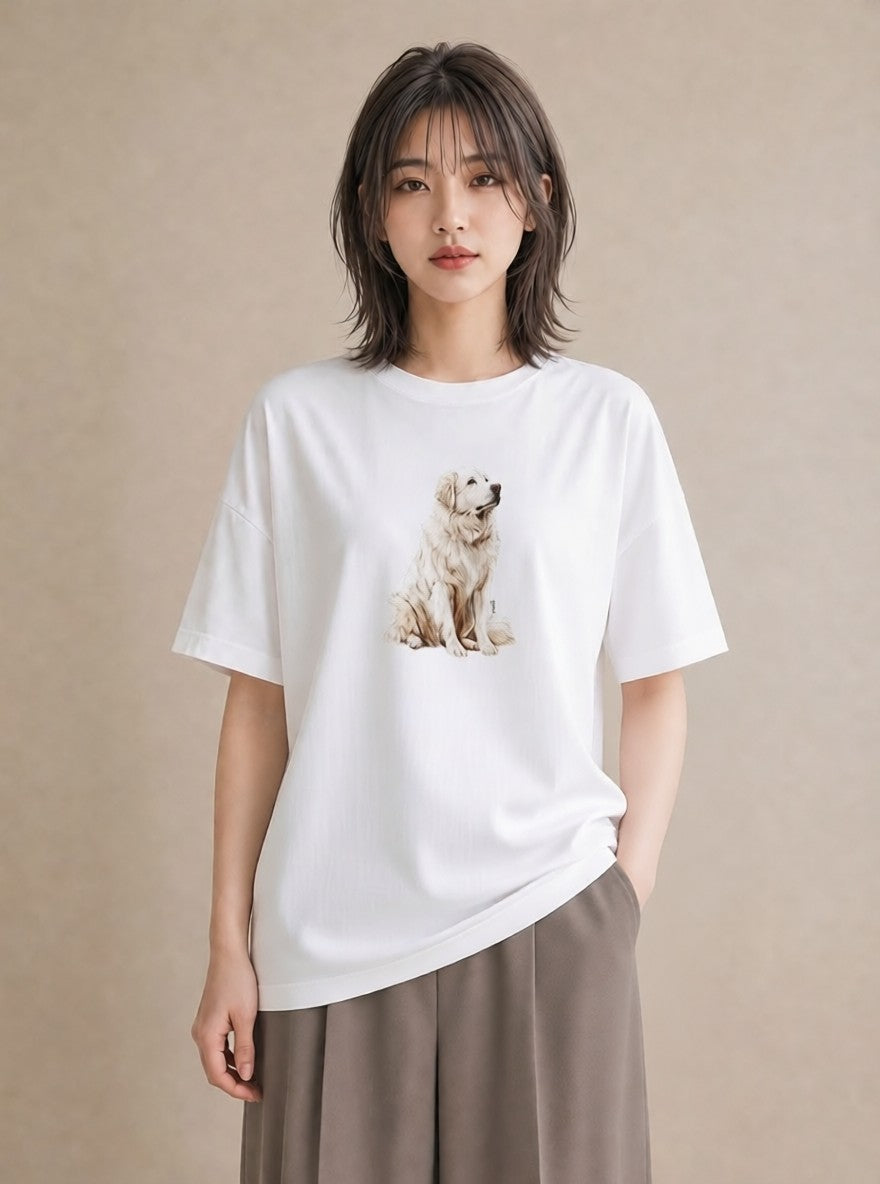 プリントTシャツ レディース 黒柴 犬 いぬ イラスト カフェコーデ 夏コーデ 通学 白T YMAZO