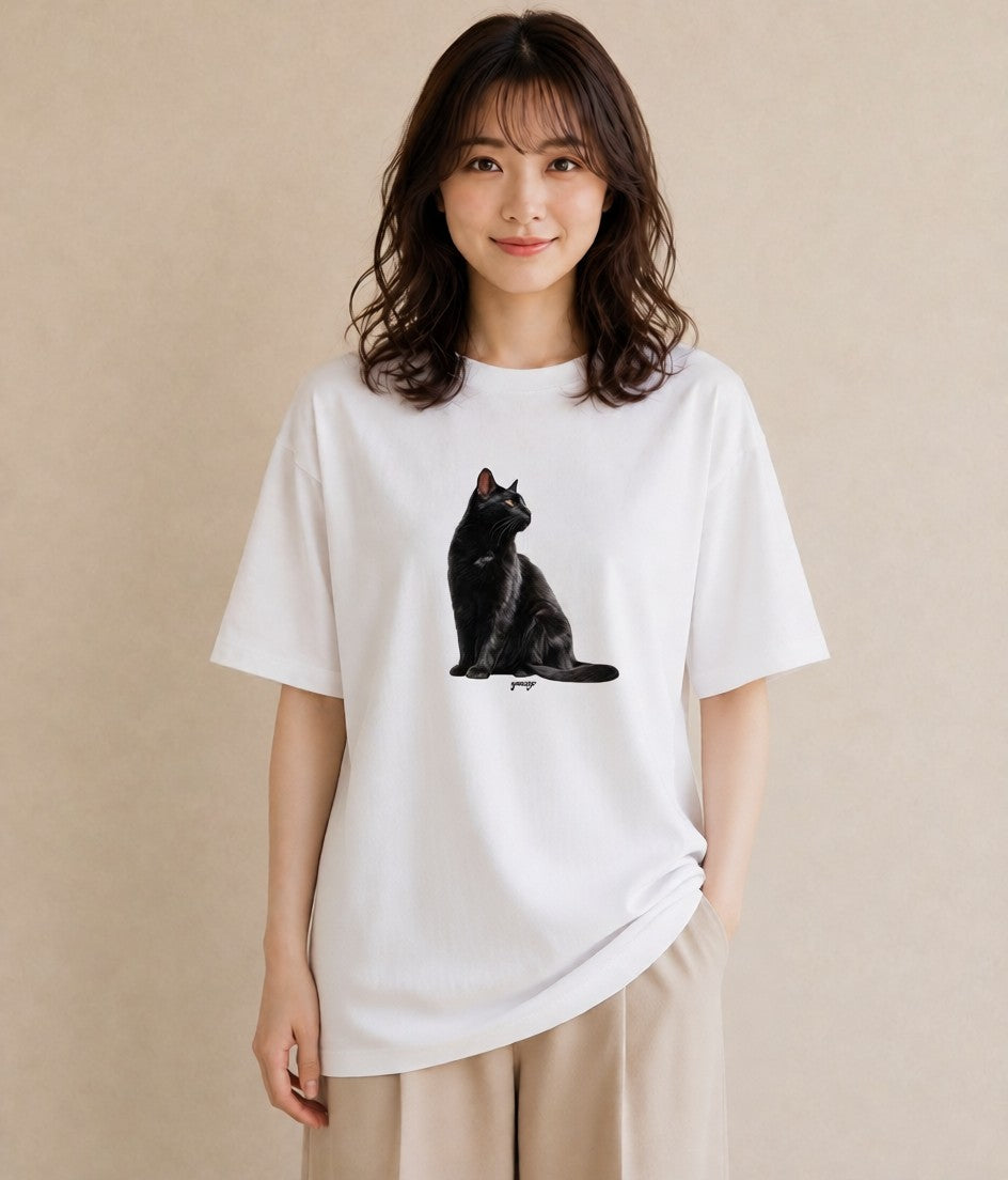 半袖Tシャツ レディース 靴下猫 猫 ねこ イラスト カフェコーデ クリスマス 旅行 白T YMAZO